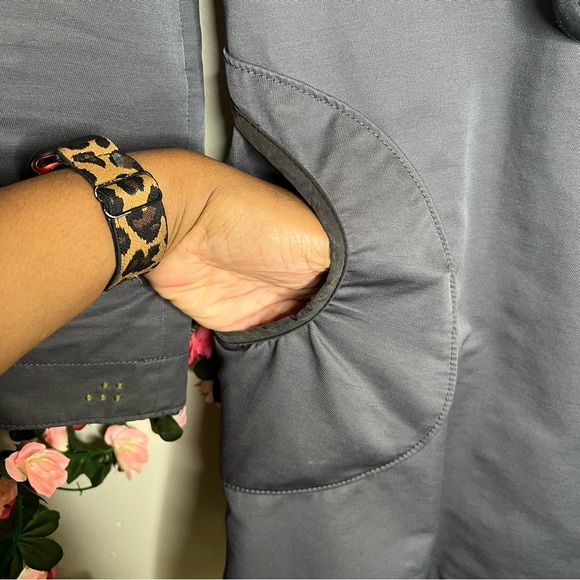 Soia & Kyo Dark Gray Trench Coat Jacket Full Length Women Size Large Big Button - Picture 5 of 9